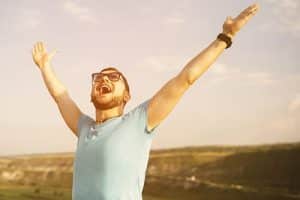 really excited man benefitting from addiction treatment