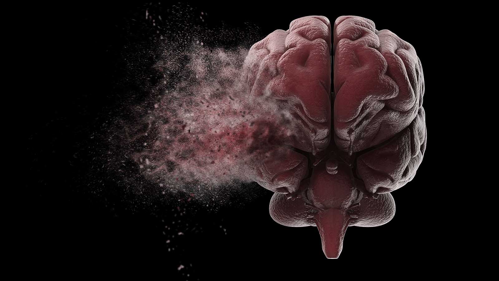 image of a brain exploding with a black background